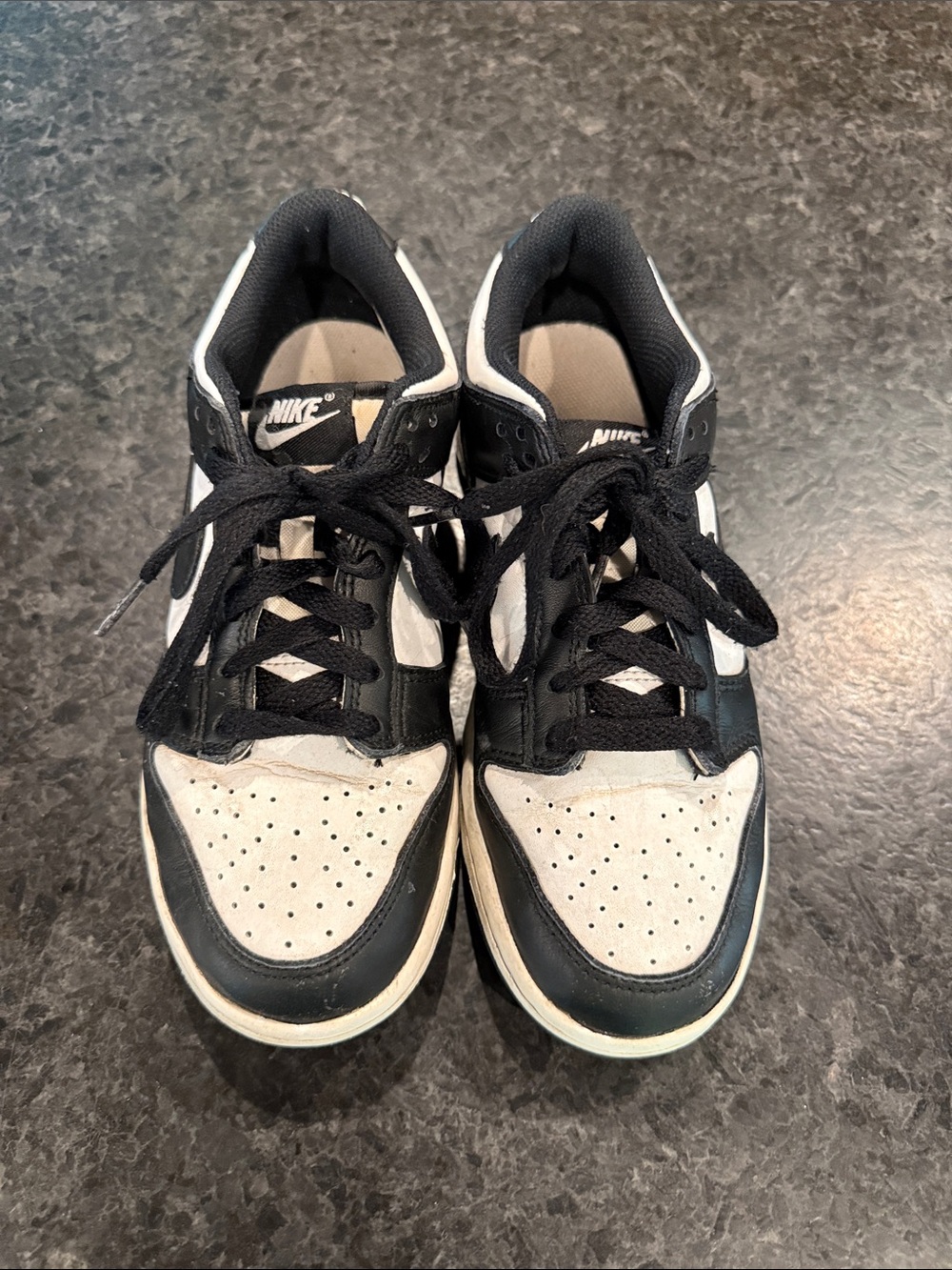 Nike Kids Black and White Low-Top Sneakers with Cream Accents